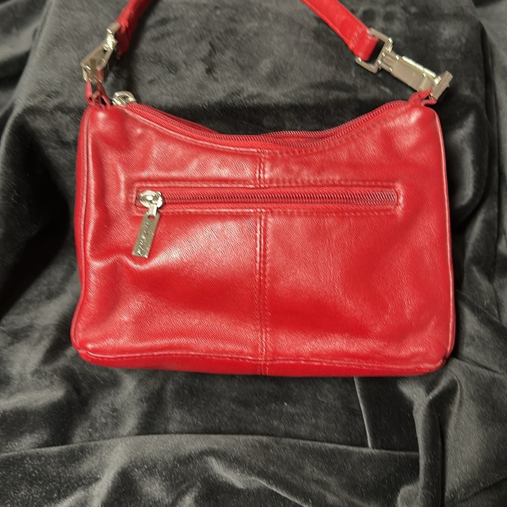 Red Leather Shoulder Bag by Wilson’s leather. Deep color of red. - Picture 3 of 6